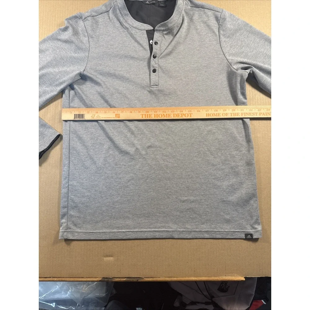 Adidas Adicross Henley Shirt Mens Large Gray Long Sleeve Golf Performance Fit
